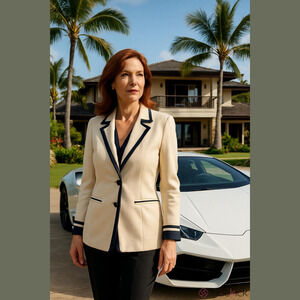 Escada Vintage Cream Blazer with Black Accents